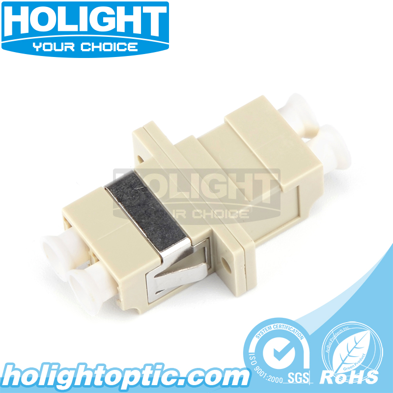 Fiber Optic Adapter LC to LC Duplex Multimode Beige with Flange Type