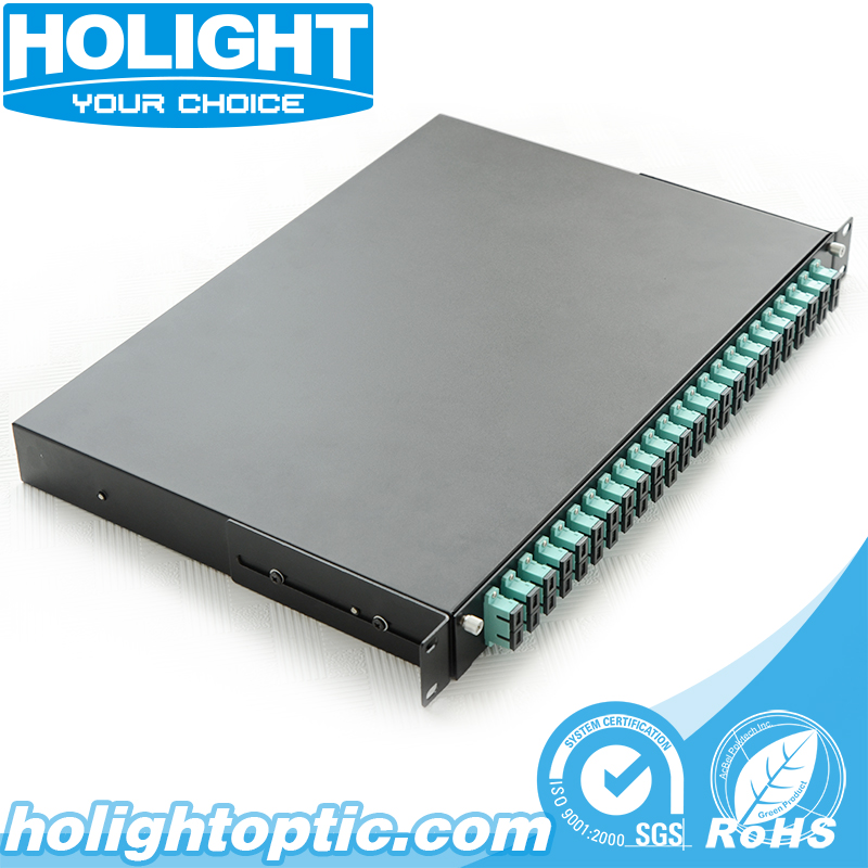 48 Core 1U ODF Fiber Optic Patch Panel Fully Loaded with MPO/SC